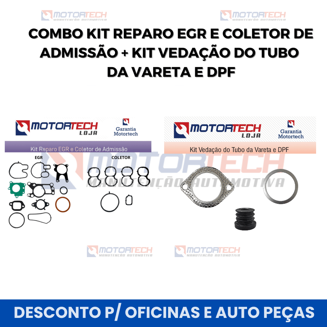 combo kit de reparo egr e coletor de admissão + kit vedação do tubo da vareta e dpf