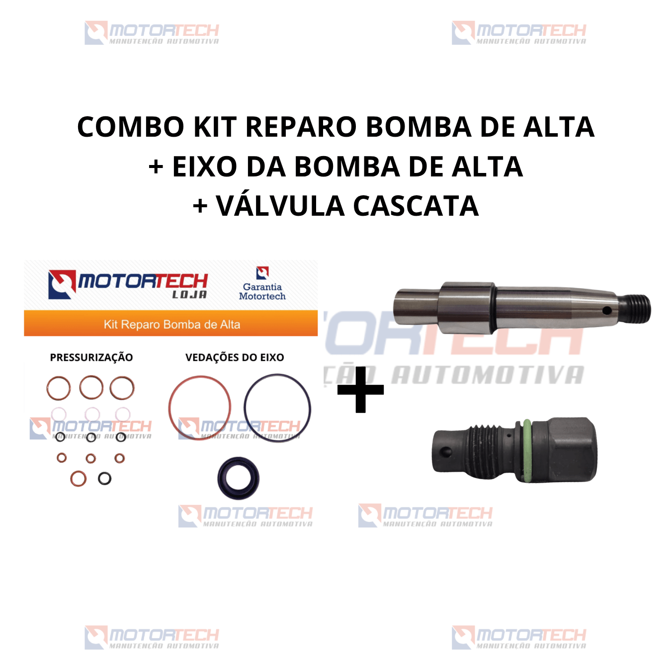 COMBO KIT REPARO BOMBA DE ALTA + EIXO DA BOMBA DE ALTA +VÁLVULA CASCATA