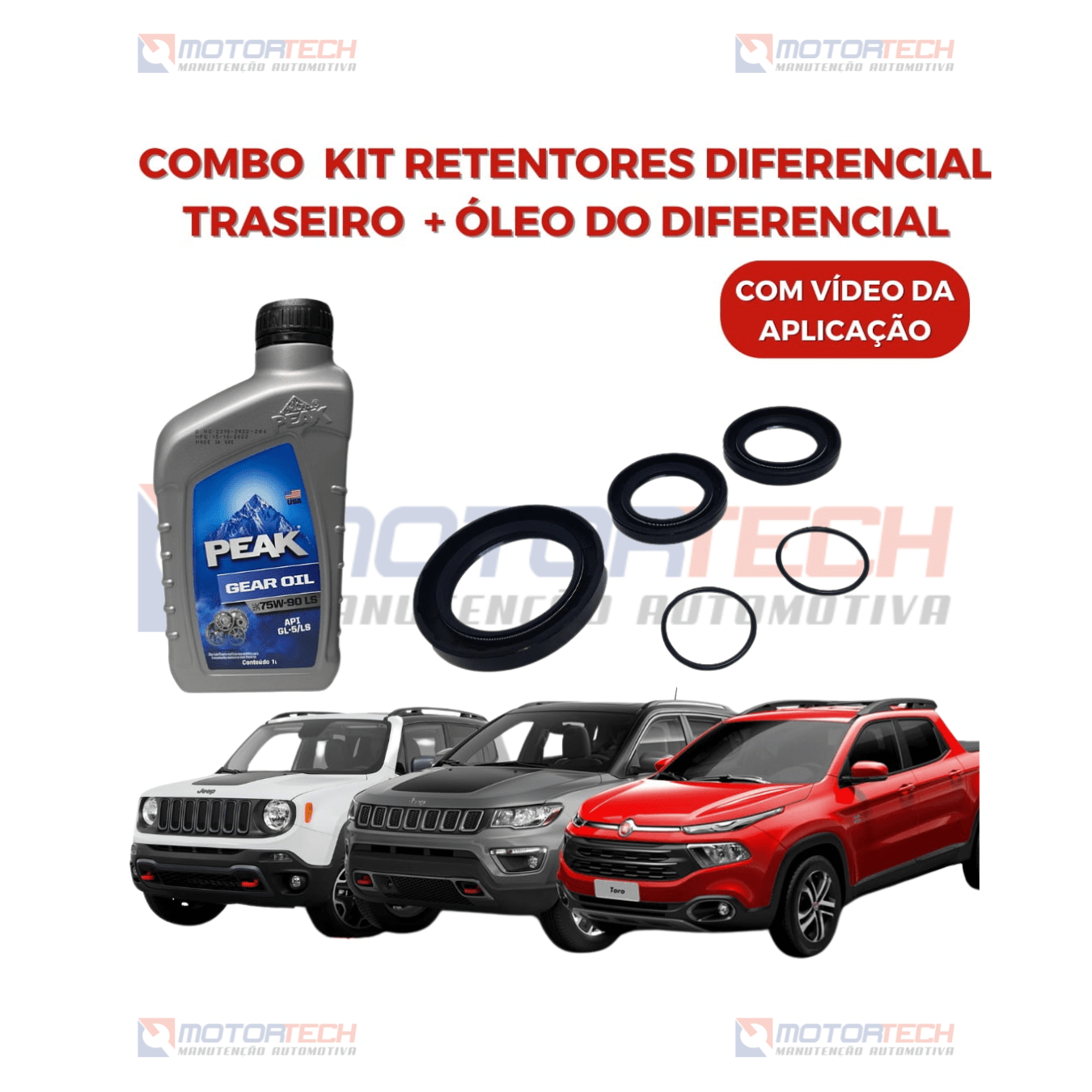 COMBO KIT RETENTORES DO DIFERENCIAL TRASEIRO + ÓLEO DO DIFERENCIAL 