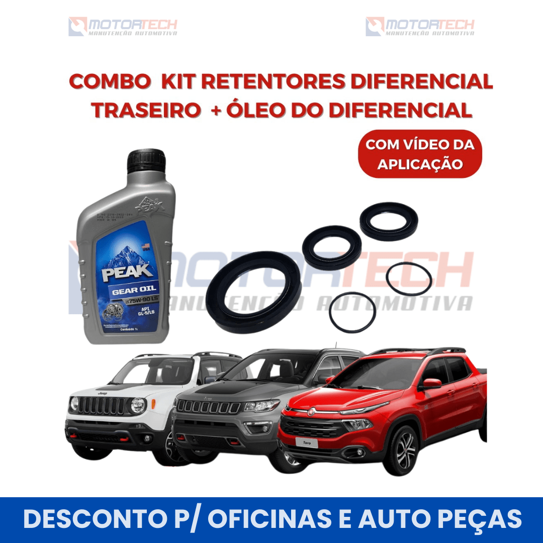 COMBO KIT RETENTORES DO DIFERENCIAL TRASEIRO + ÓLEO DO DIFERENCIAL 